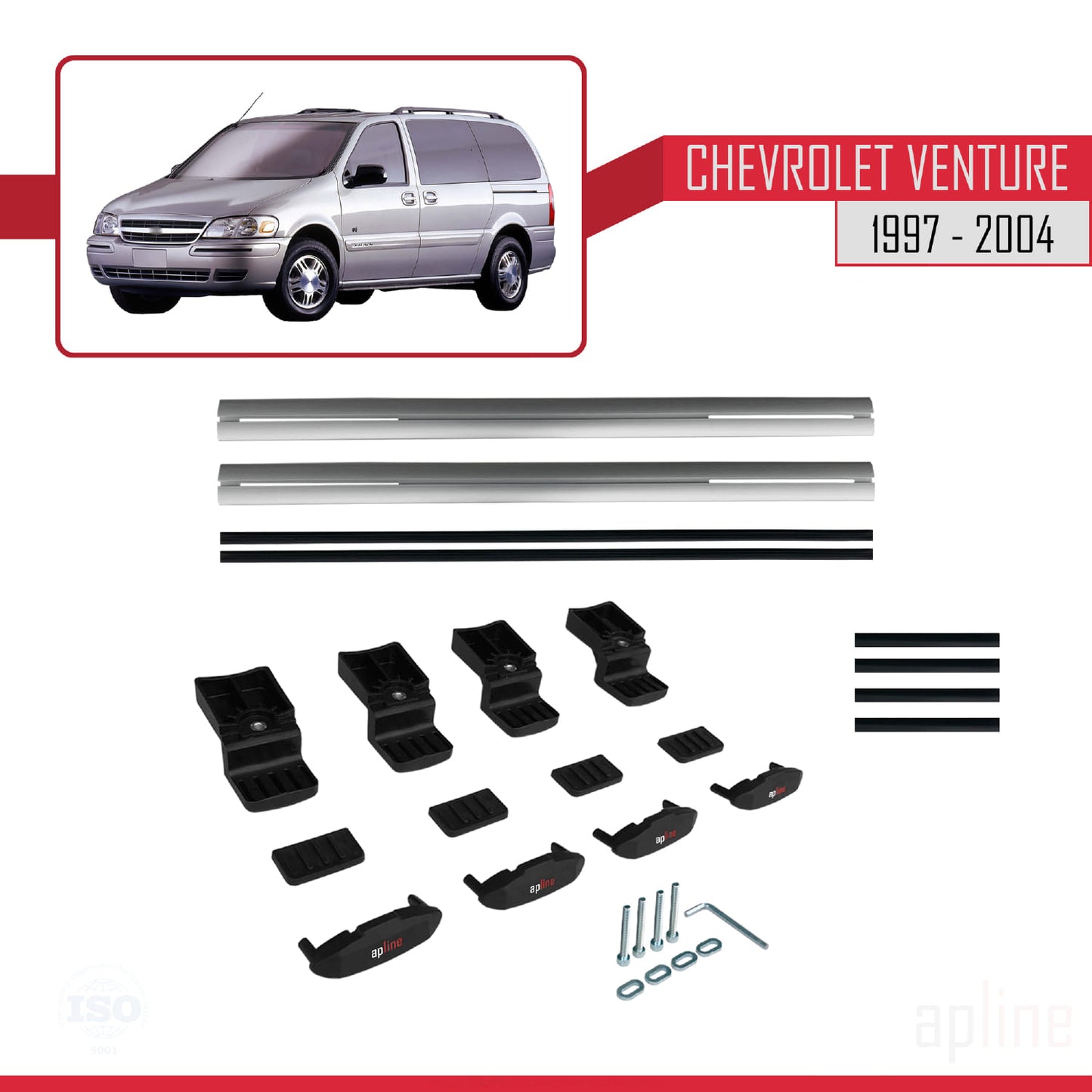 Compatible avec Chevrolet Venture 1997-2004 BASIC Model Barres de Toit Railing Porte-Bagages de Voiture Gris Aluminium 2 Barres