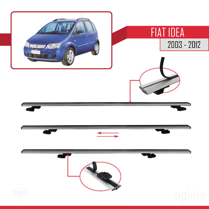 Compatible avec Fiat Idea 2003-2012 BASIC Model Barres de Toit Railing Porte-Bagages de Voiture Gris Aluminium 2 Barres