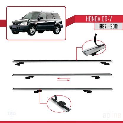 Compatible avec Honda CR-V 1997-2001 BASIC Model Barres de Toit Railing Porte-Bagages de Voiture Gris Aluminium 3 Barres