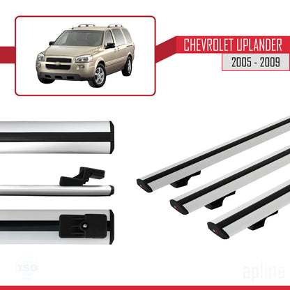 Compatible avec Chevrolet Uplander 2005-2009 BASIC Model Barres de Toit Railing Porte-Bagages de Voiture Gris Aluminium 3 Barres