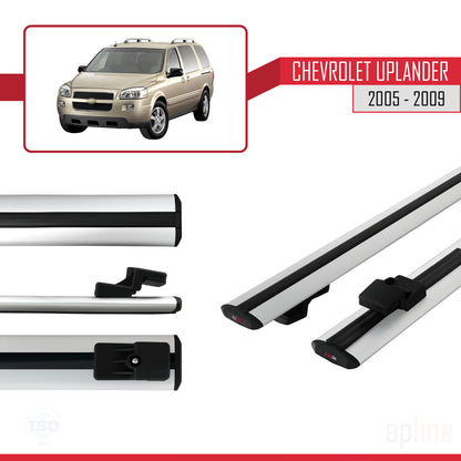 Compatible avec Chevrolet Uplander 2005-2009 BASIC Model Barres de Toit Railing Porte-Bagages de Voiture Gris Aluminium 2 Barres