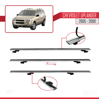 Compatible avec Chevrolet Uplander 2005-2009 BASIC Model Barres de Toit Railing Porte-Bagages de Voiture Gris Aluminium 2 Barres