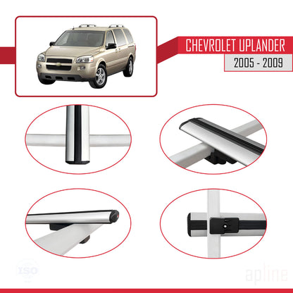 Compatible avec Chevrolet Uplander 2005-2009 BASIC Model Barres de Toit Railing Porte-Bagages de Voiture Gris Aluminium 2 Barres