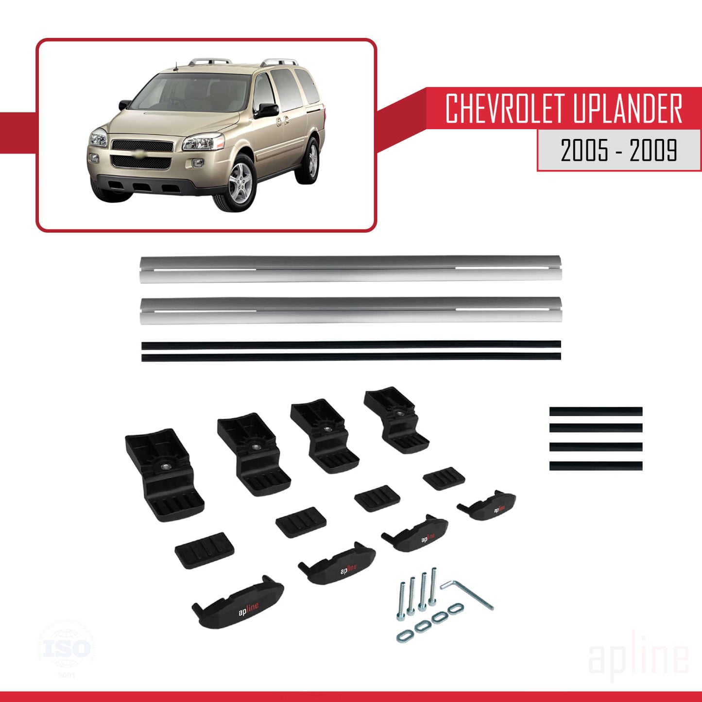 Compatible avec Chevrolet Uplander 2005-2009 BASIC Model Barres de Toit Railing Porte-Bagages de Voiture Gris Aluminium 2 Barres