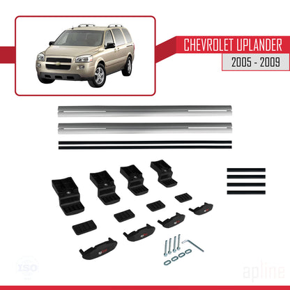 Compatible avec Chevrolet Uplander 2005-2009 BASIC Model Barres de Toit Railing Porte-Bagages de Voiture Gris Aluminium 2 Barres