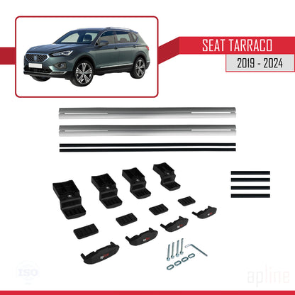 Compatible avec Seat Tarraco 2019-2024 BASIC Model Barres de Toit Railing Porte-Bagages de Voiture Gris Aluminium 2 Barres