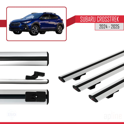 BASIC Model Dakdrager bagagedrager compatibel met Subaru Crosstrek 2024-2025 Spoorstaven Grijs Aluminium 3 Staven
