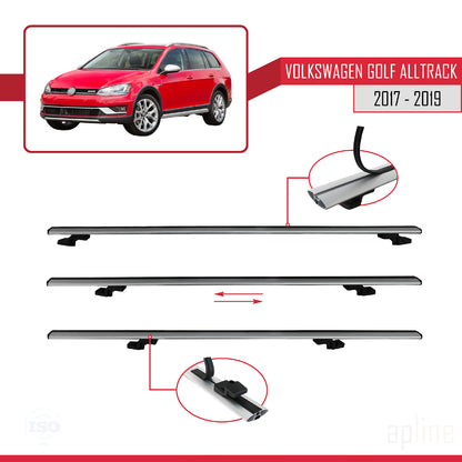 Compatibile con VW Golf Alltrack Mk7 2017-2019 BASIC Model Barre Tetto Portapacchi Auto Barre Portatutto Grigo Alluminio 3 Barre