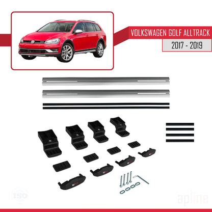 Compatibile con VW Golf Alltrack Mk7 2017-2019 BASIC Model Barre Tetto Portapacchi Auto Barre Portatutto Grigo Alluminio 3 Barre