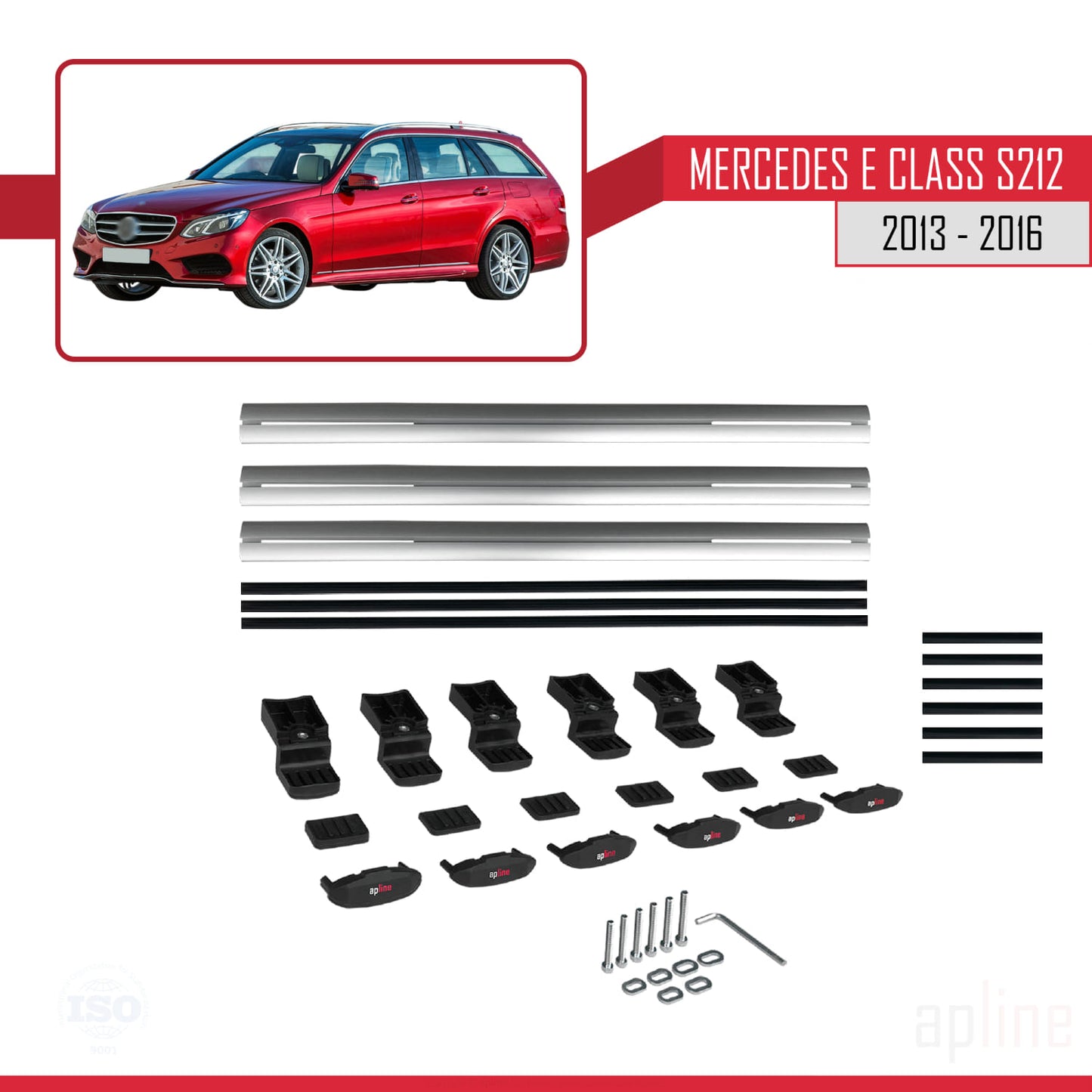 Compatible avec Mercedes E Class S212 2013-2016 BASIC Model Barres de Toit Railing Porte-Bagages de Voiture Gris Aluminium 3 Barres