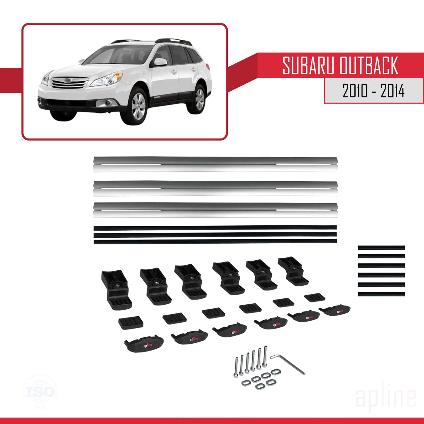 Compatible avec Subaru Outback 2010-2014 BASIC Model Barres de Toit Railing Porte-Bagages de Voiture Gris Aluminium 3 Barres