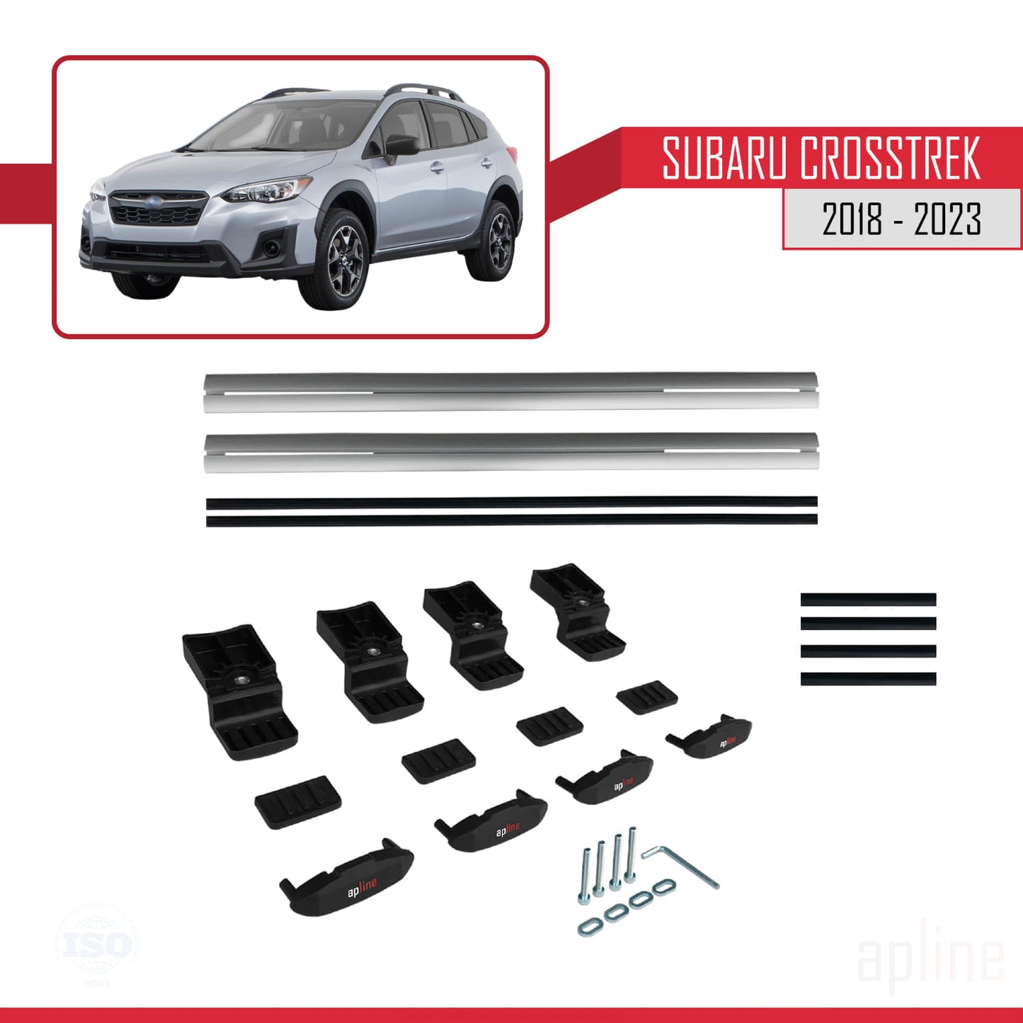 Kompatibel mit Subaru Crosstrek 2018-2023 BASIC Model Relingträger Dachträger Auto Gepäckträger Grau Aluminium 2 Stangen