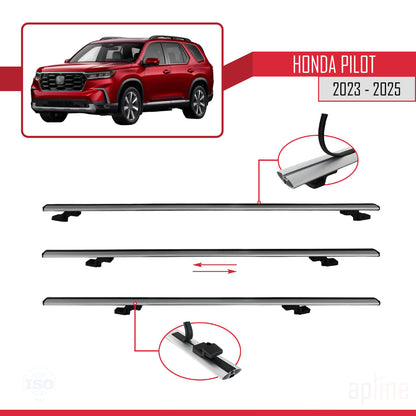 Compatible avec Honda Pilot 2023-2025 BASIC Model Barres de Toit Railing Porte-Bagages de Voiture Gris Aluminium 3 Barres