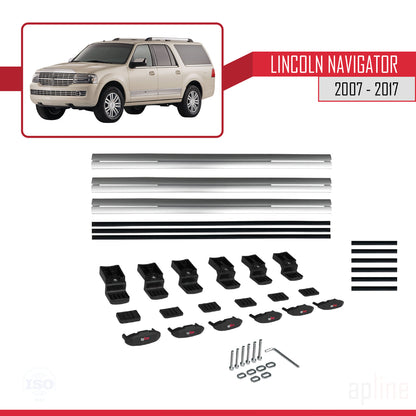 Compatible avec Lincoln Navigator 2007-2017 BASIC Model Barres de Toit Railing Porte-Bagages de Voiture Gris Aluminium 3 Barres