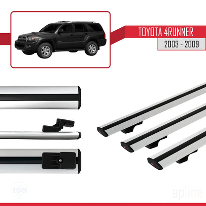 Compatible avec Toyota 4Runner 2003-2009 BASIC Model Barres de Toit Railing Porte-Bagages de Voiture Gris Aluminium 3 Barres