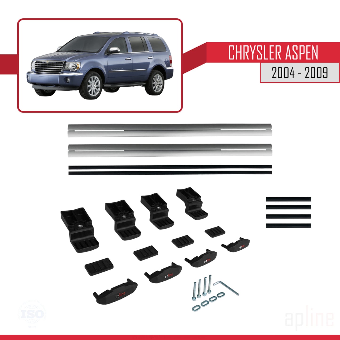 Compatible avec Chrysler Aspen 2004-2009 BASIC Model Barres de Toit Railing Porte-Bagages de Voiture Gris Aluminium 2 Barres
