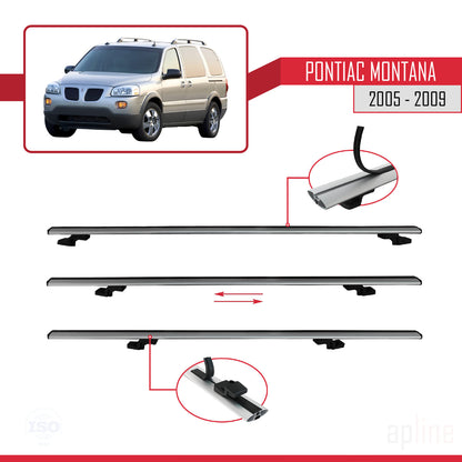 Compatible avec Pontiac Montana 2005-2009 BASIC Model Barres de Toit Railing Porte-Bagages de Voiture Gris Aluminium 2 Barres