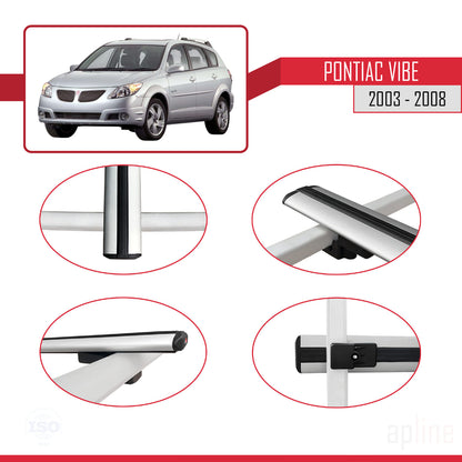 Compatible avec Pontiac Vibe 2003-2008 BASIC Model Barres de Toit Railing Porte-Bagages de Voiture Gris Aluminium 3 Barres