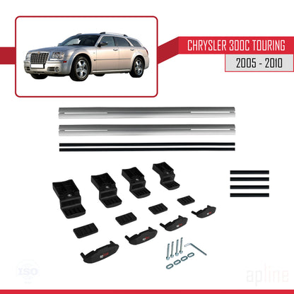 Compatible avec Chrysler 300C Touring 2005-2010 BASIC Model Barres de Toit Railing Porte-Bagages de Voiture Gris Aluminium 2 Barres