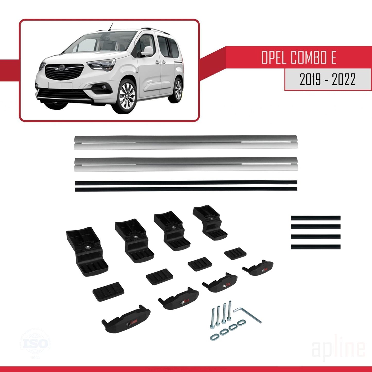 Kompatibel mit Opel Combo E 2019-2022 BASIC Model Relingträger Dachträger Auto Gepäckträger Grau Aluminium 2 Stangen