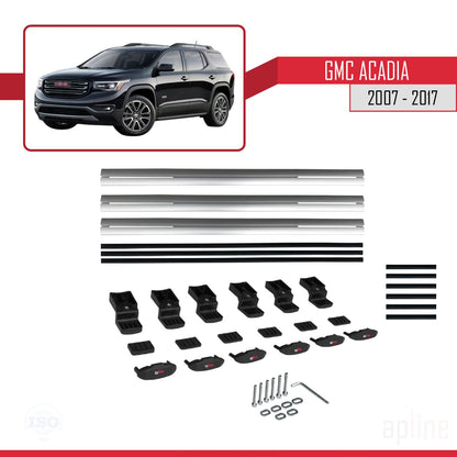 Compatible avec GMC Acadia 2007-2017 BASIC Model Barres de Toit Railing Porte-Bagages de Voiture Gris Aluminium 3 Barres
