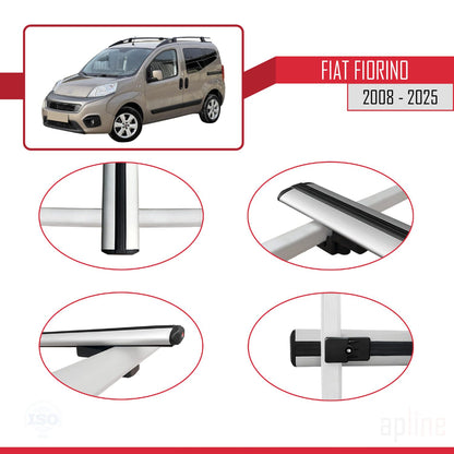 Compatibile con Fiat Fiorino (Modello Tubolare) 2008-2025 Modello BASIC Barre Portatutto Portapacchi Auto Alluminio Grigio 3 Barre