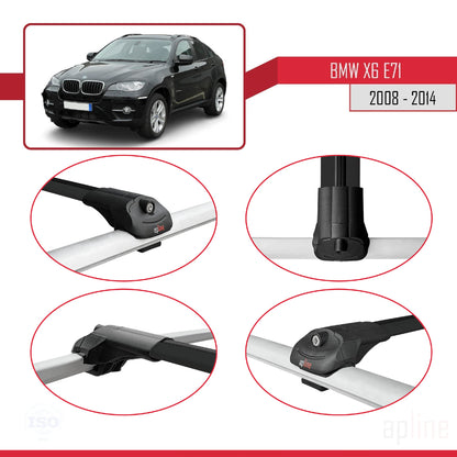 Compatibile con BMW X6 (E71) 2008-2014 ACE-1 Barre Tetto Portapacchi Auto Barre Portatutto Nero Alluminio 2 Barre