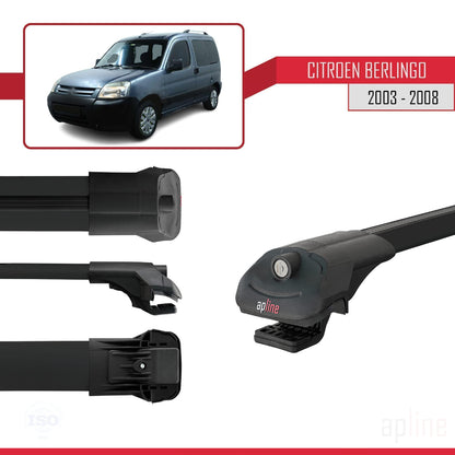 Compatible avec Citroen Berlingo (M59) 2003-2008 ACE-1 Barres de Toit Railing Porte-Bagages de Voiture Noir Aluminium 4 Barres