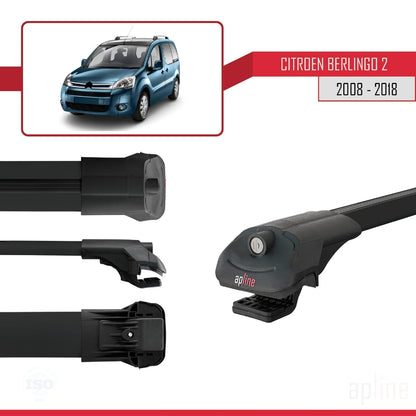 Compatibile con Citroen Berlingo 2 (B9) 2008-2018 ACE-1 Barre portatutto per auto Portapacchi in alluminio nero 4 barre