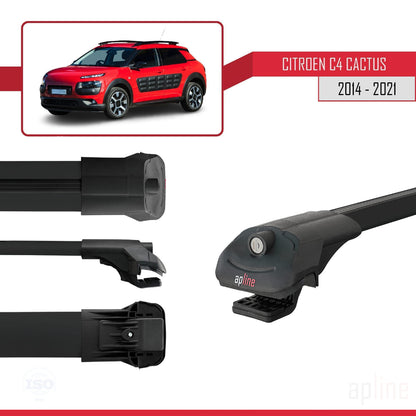 Compatible avec Citroen C4 Cactus 2014-2021 ACE-1 Barres de Toit Railing Porte-Bagages de Voiture Noir Aluminium 2 Barres