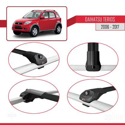 Compatibile con Daihatsu Terios 2 (J200) 2006-2017 ACE-1 Barre portatutto per auto Portapacchi Alluminio nero 3 barre