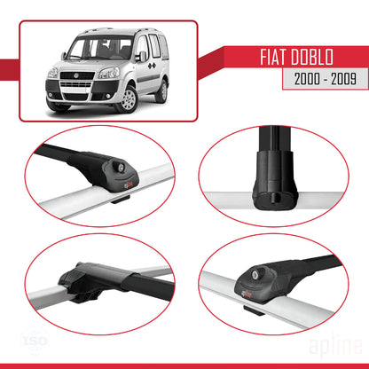 Compatibile con Fiat Doblo 2000-2009 V2 ACE-1 Barre Portatutto Portapacchi Auto Alluminio Nero 3 Barre