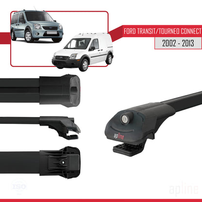 Compatibile con Ford Transit/Tourneo Connect 2002-2013 ACE-1 Barre portatutto per auto Portapacchi in alluminio nero 2 barre