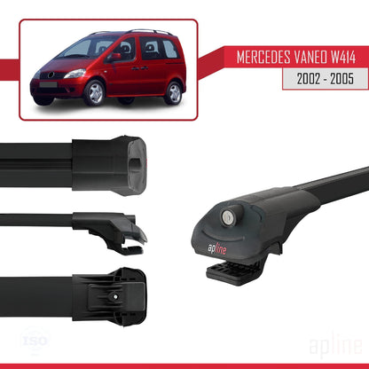 Compatible avec Mercedes Vaneo (W414) 2002-2005 ACE-1 Barres de Toit Railing Porte-Bagages de Voiture Noir Aluminium 2 Barres