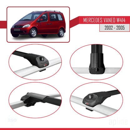 Compatible avec Mercedes Vaneo (W414) 2002-2005 ACE-1 Barres de Toit Railing Porte-Bagages de Voiture Noir Aluminium 2 Barres