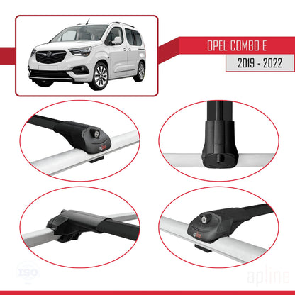 Compatible avec Opel Combo E 2019-2022 ACE-1 Barres de Toit Railing Porte-Bagages de Voiture Noir Aluminium 4 Barres