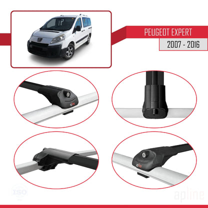 Compatible con Peugeot Expert 2 2007-2016 ACE-1 Barras de Techo Auto Portaequipajes Barras Transversales Negro Aluminio 2 Barras
