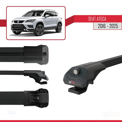 Compatible avec Seat Ateca (KH7) 2016-2025 ACE-1 Barres de Toit Railing Porte-Bagages de Voiture Noir Aluminium 3 Barres