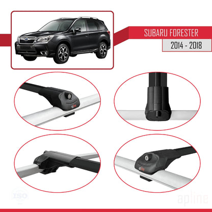 Compatible avec Subaru Forester 4 (SJ) 2014-2018 ACE-1 Barres de Toit Railing Porte-Bagages de Voiture Noir Aluminium 2 Barres