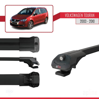 Compatible con Volkswagen Touran (1T) Pre-Facelift 2003-2010 ACE-1 Barras de Techo Auto Portaequipajes Barras Transversales Negro Aluminio 3 Barras