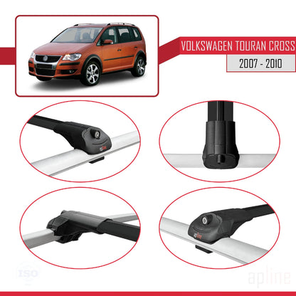 ACE-1 Dakdrager bagagedrager compatibel met Volkswagen Touran Cross Pre-Facelift 2007-2010 Spoorstaven Zwart Aluminium 3 Staven
