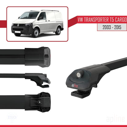 Compatible con Volkswagen T5 Transporter 2003-2015 ACE-1 Barras de Techo Auto Portaequipajes Barras Transversales Negro Aluminio 3 Barras