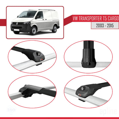 Compatible con Volkswagen T5 Transporter 2003-2015 ACE-1 Barras de Techo Auto Portaequipajes Barras Transversales Negro Aluminio 3 Barras