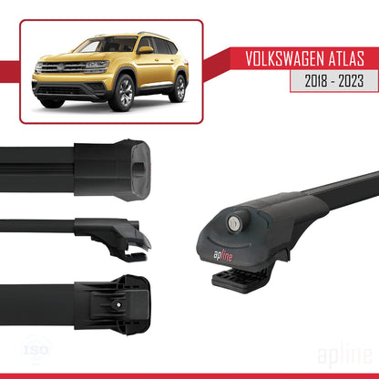 Compatible con Volkswagen Atlas (CA1) 2018-2023 ACE-1 Barras de Techo Auto Portaequipajes Barras Transversales Negro Aluminio 3 Barras