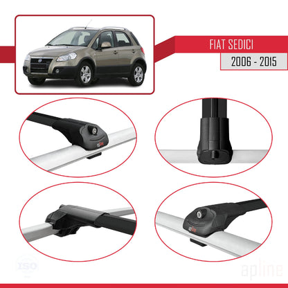 Compatibile con Fiat Sedici 2006-2015 ACE-1 Barre portatutto per auto Portapacchi in alluminio nero 3 barre