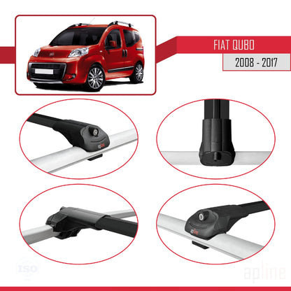 Compatible avec Fiat Qubo 2008-2017 ACE-1 Barres de Toit Railing Porte-Bagages de Voiture Noir Aluminium 4 Barres