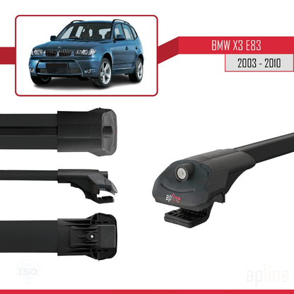 Compatibile con BMW X3 (E83) 2003-2010 ACE-1 Barre Tetto Portapacchi Auto Barre Portatutto Nero Alluminio 2 Barre