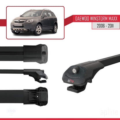 Compatibile con Daewoo Winstorm MaXX 2006-2011 ACE-1 Barre portatutto per auto Portapacchi Alluminio nero 3 barre