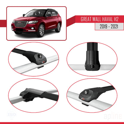 Compatible con Great Wall Haval H2 2019-2021 ACE-1 Barras de Techo Auto Portaequipajes Barras Transversales Negro Aluminio 3 Barras