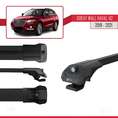 Compatible con Great Wall Haval H2 2019-2021 ACE-1 Barras de Techo Auto Portaequipajes Barras Transversales Negro Aluminio 2 Barras